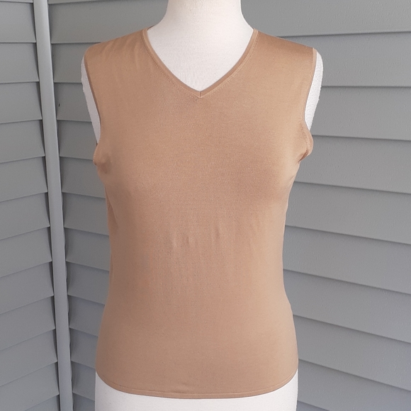 Gucci tan knit blouse vest vintage 90s - Picture 1 of 9